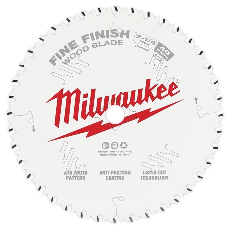 7 - 1/4” X 40T FINE FINISH WOOD BLADE - MILWAUKEE