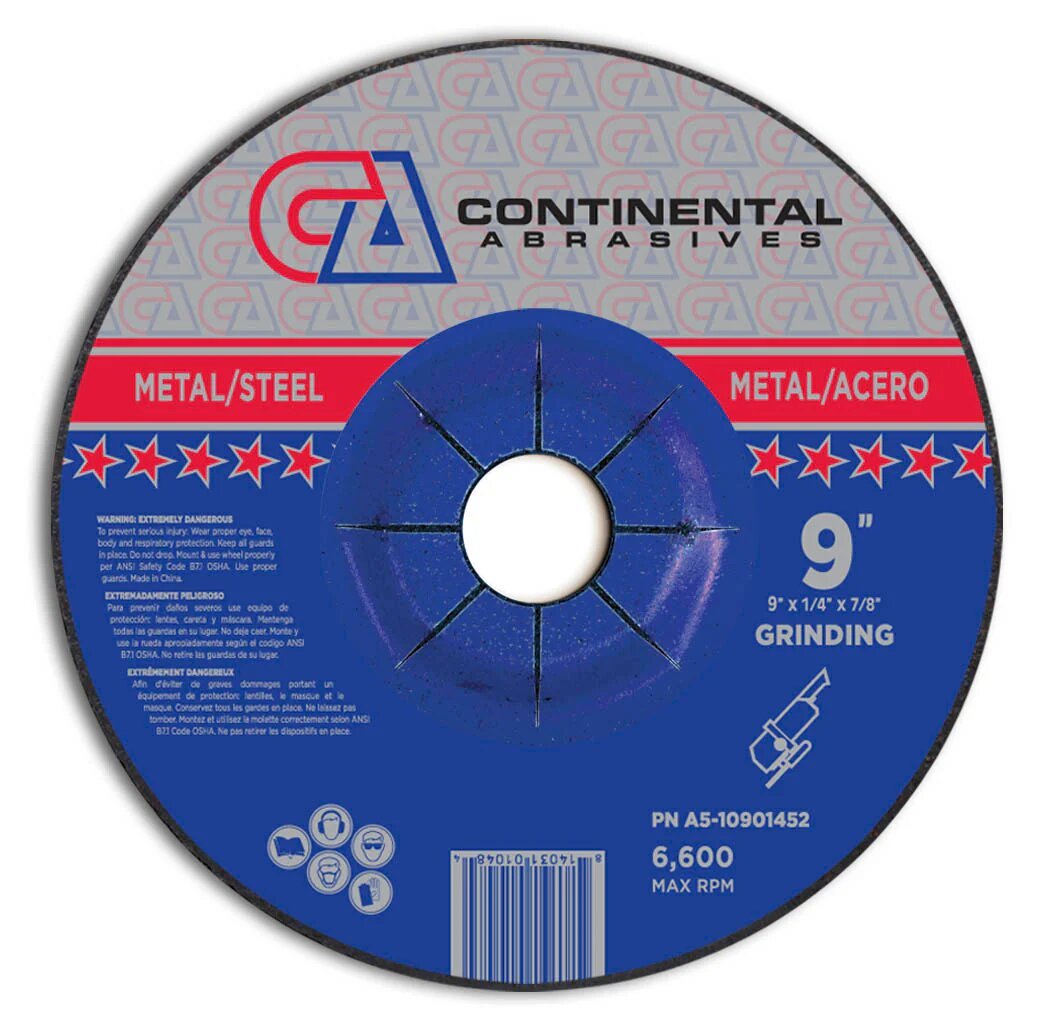 9" GRINDING WHEELS - CONTINENTAL ABRASIVES