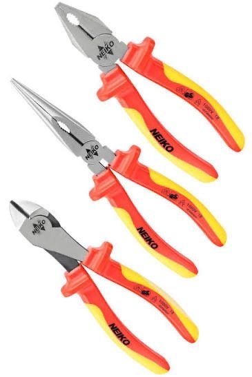 3PC INSULATED ELECTRICAIN PLIER SET - NEIKO
