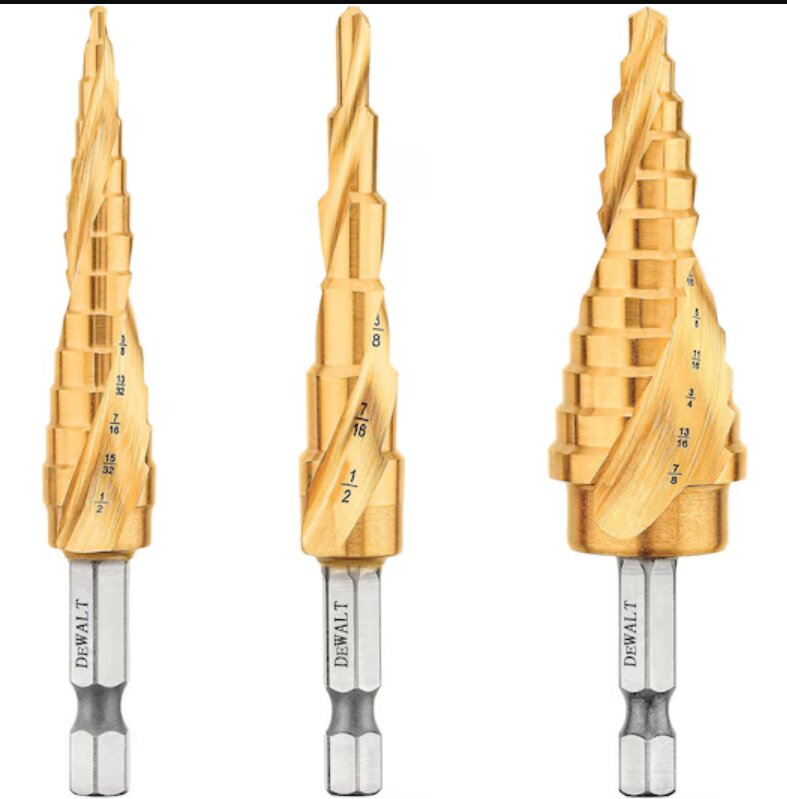 3PC TITANIUM NITRIDE COATING STEP BIT SET - DEWALT 

 $89.00 COST