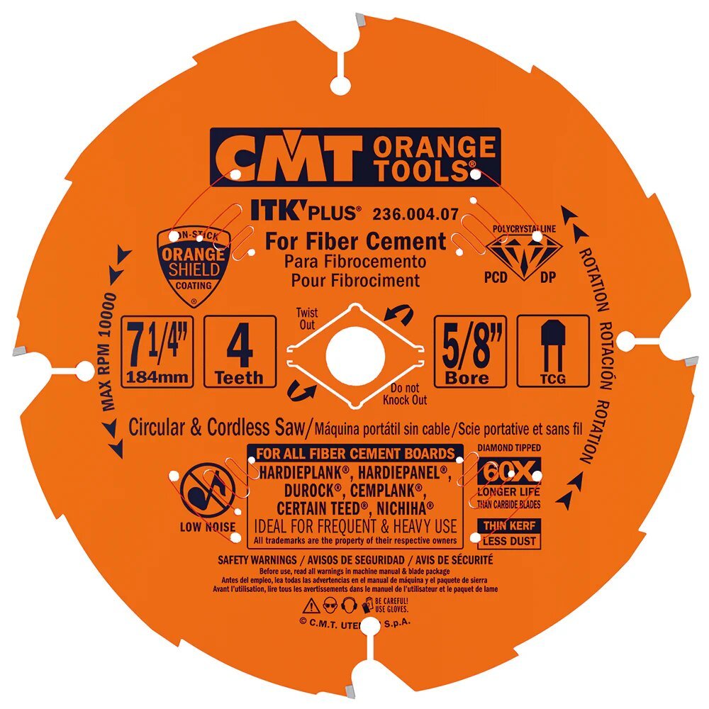 7-1/4" X 4T HARDIE SAW BLADE- CMT