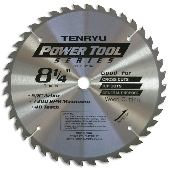 8-1/4” X 40T CARBIDE SAW BLADE - TENYRU