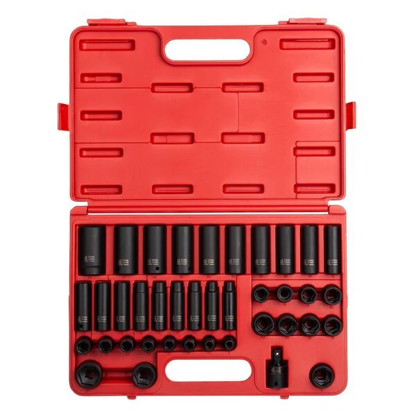 39 PC 1/2” DRIVE IMPACT SOCKET SET METRIC 9MM-30MM DEEP & STANDARD - SUNEX