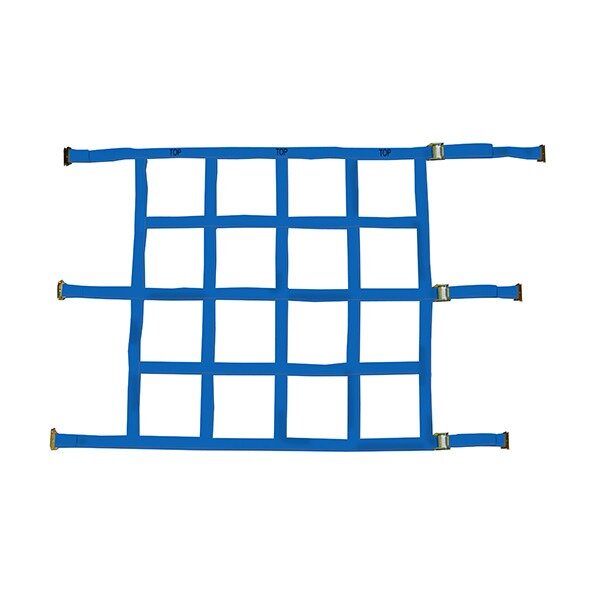 CARGO NET, WEB STYLE, ADJUSTABLE 60"-72"W X 46"H W/E-TRACK FITTINGS & 9"X10" OPENINGS