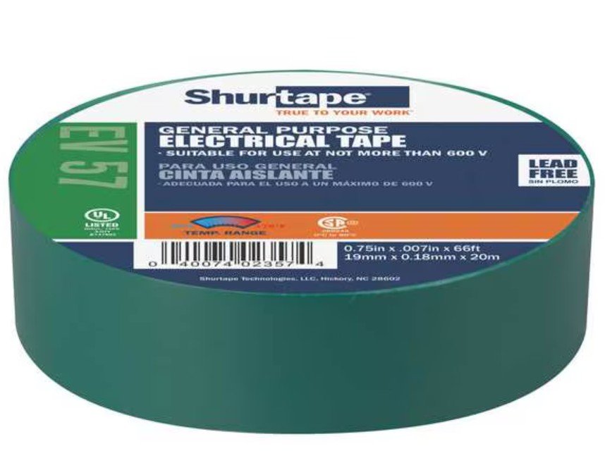 3/4" X 66' GREEN ELECTRICAL TAPE - SHURTAPE