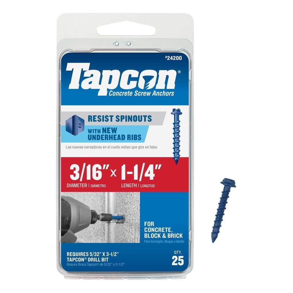 SCREW - 3/16" X 1-1/4" - HEX HEAD- TAPCON