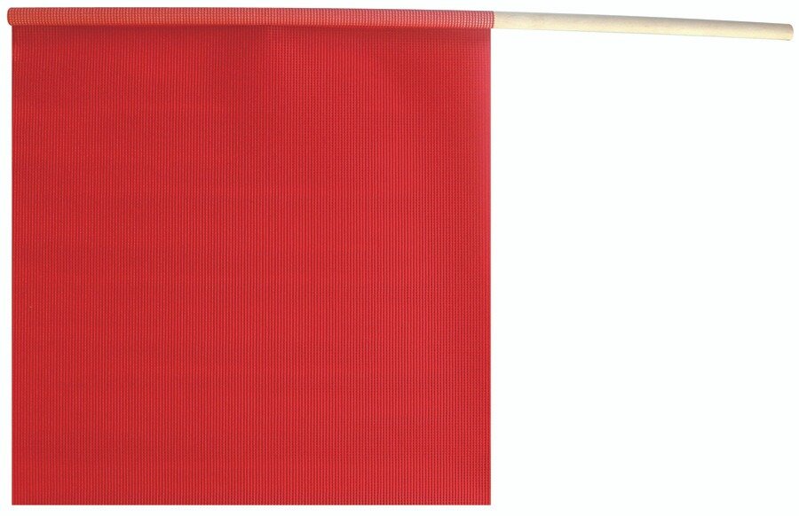 SAFETY FLAG, JERSEY POLY KNIT, 18" X 18" RED W/WOODEN DOWEL