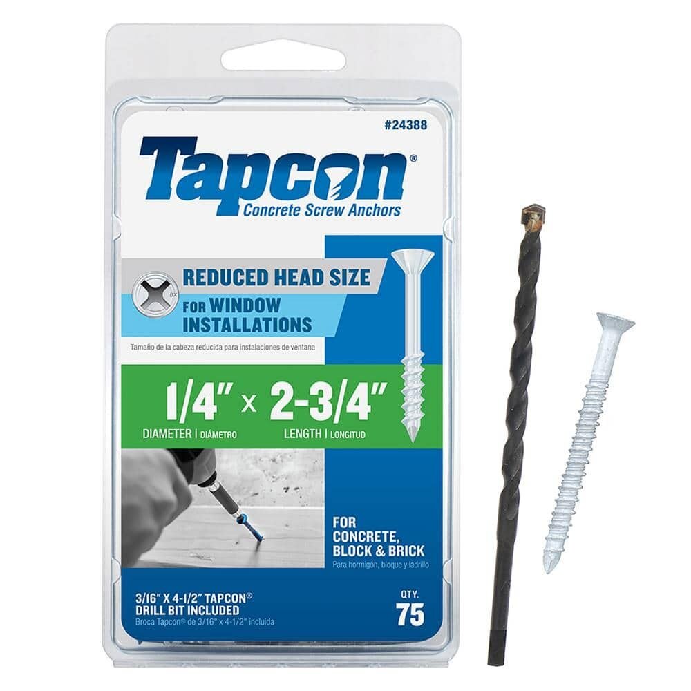 SCREW - 1/4" X 2-3/4" - PHILIPS- TAPCON SCREW- 1000 PER BOX