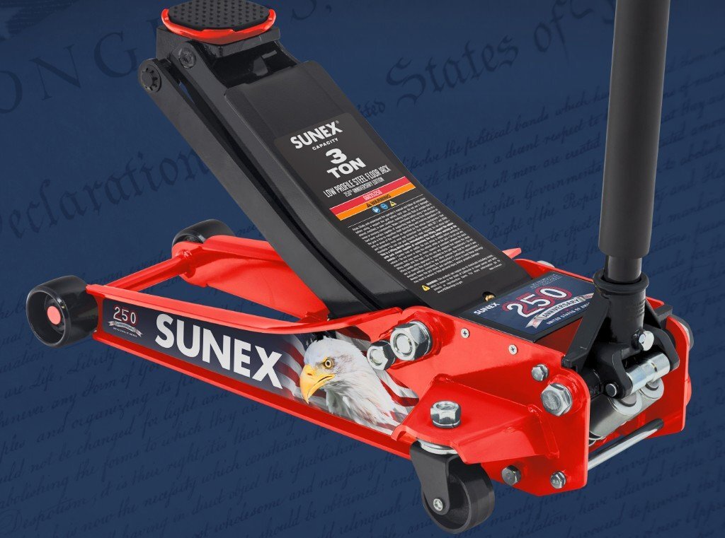 AMERICAN EAGLE 250TH - 3 TON STEEL LOW‑PROFILE FLOOR JACK - SUNEX