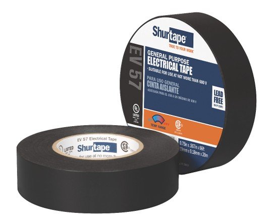 3/4” X 66’ - EV 057 BLACK ELECTRICAL TAPE - SHURTAPE