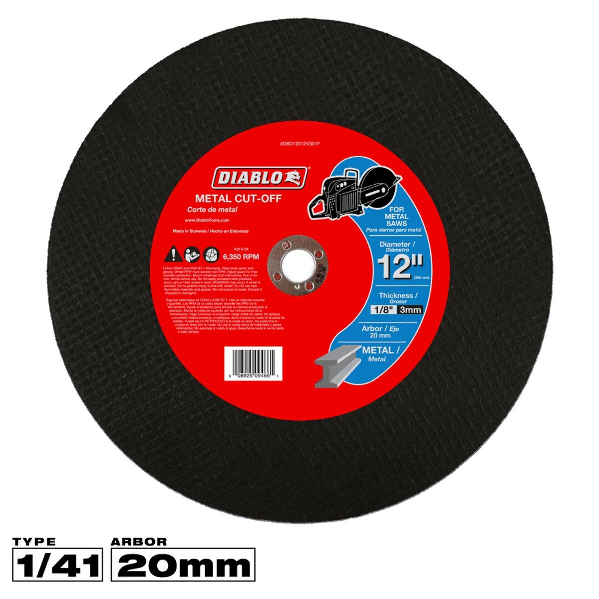 12" METAL CUT-OFF WHEELS- DIABLO