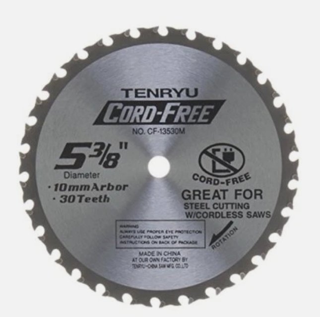 5-3/8" X 50T METAL CUTTING SAW BLADE - TENRYU