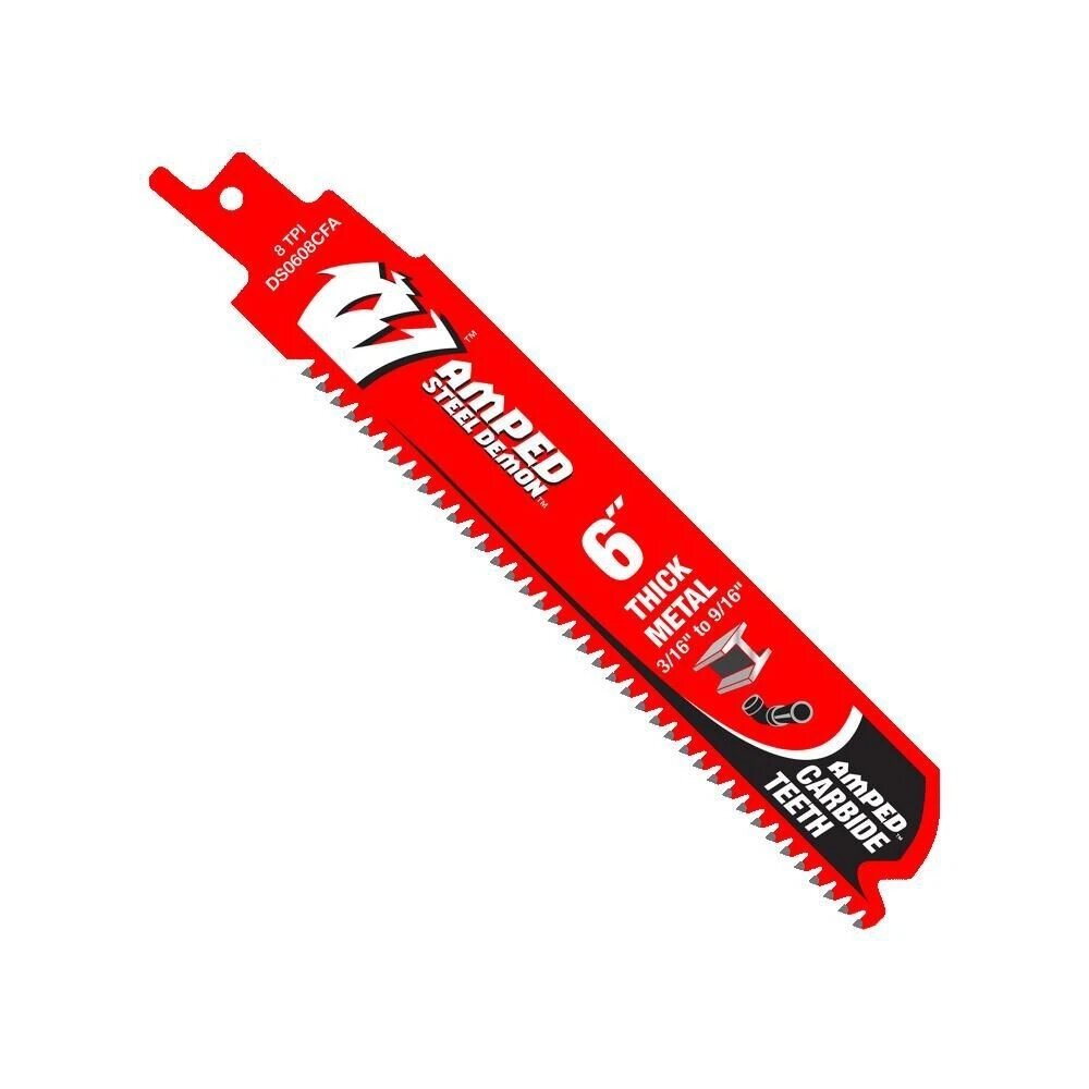 6" X 8TPI STEEL DEMON AMPED CARBIDE TEETH RECIPROCATING SAW BLADE