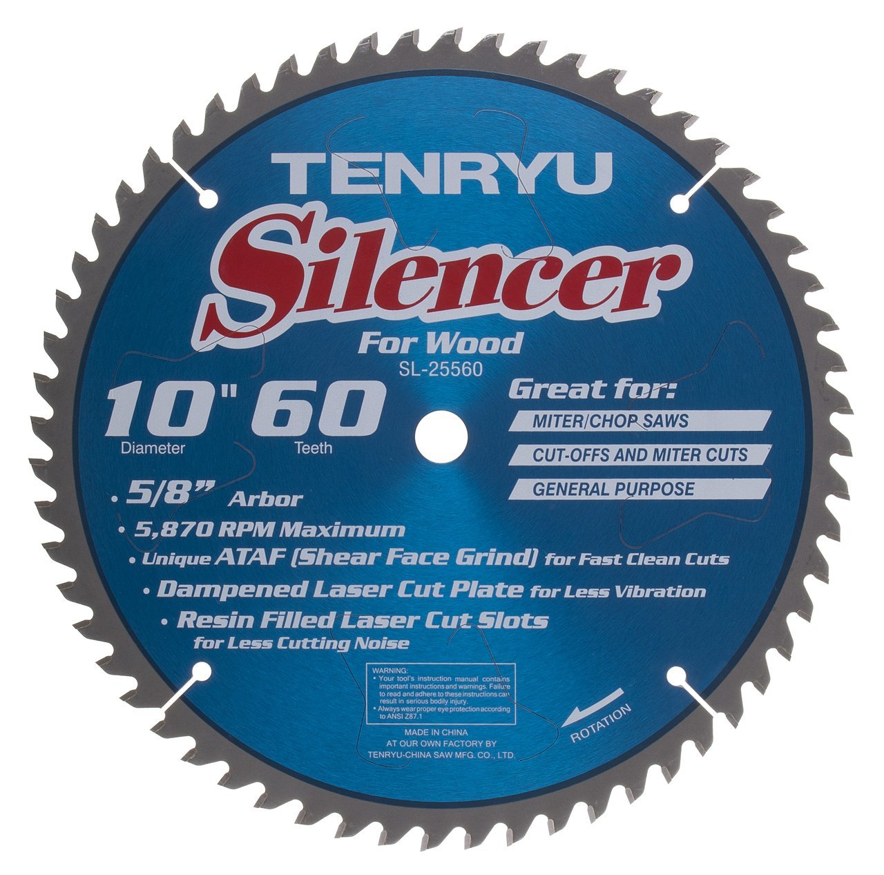10 X 60T SILENCER CARBIDE SAW BLADE - TENRYU