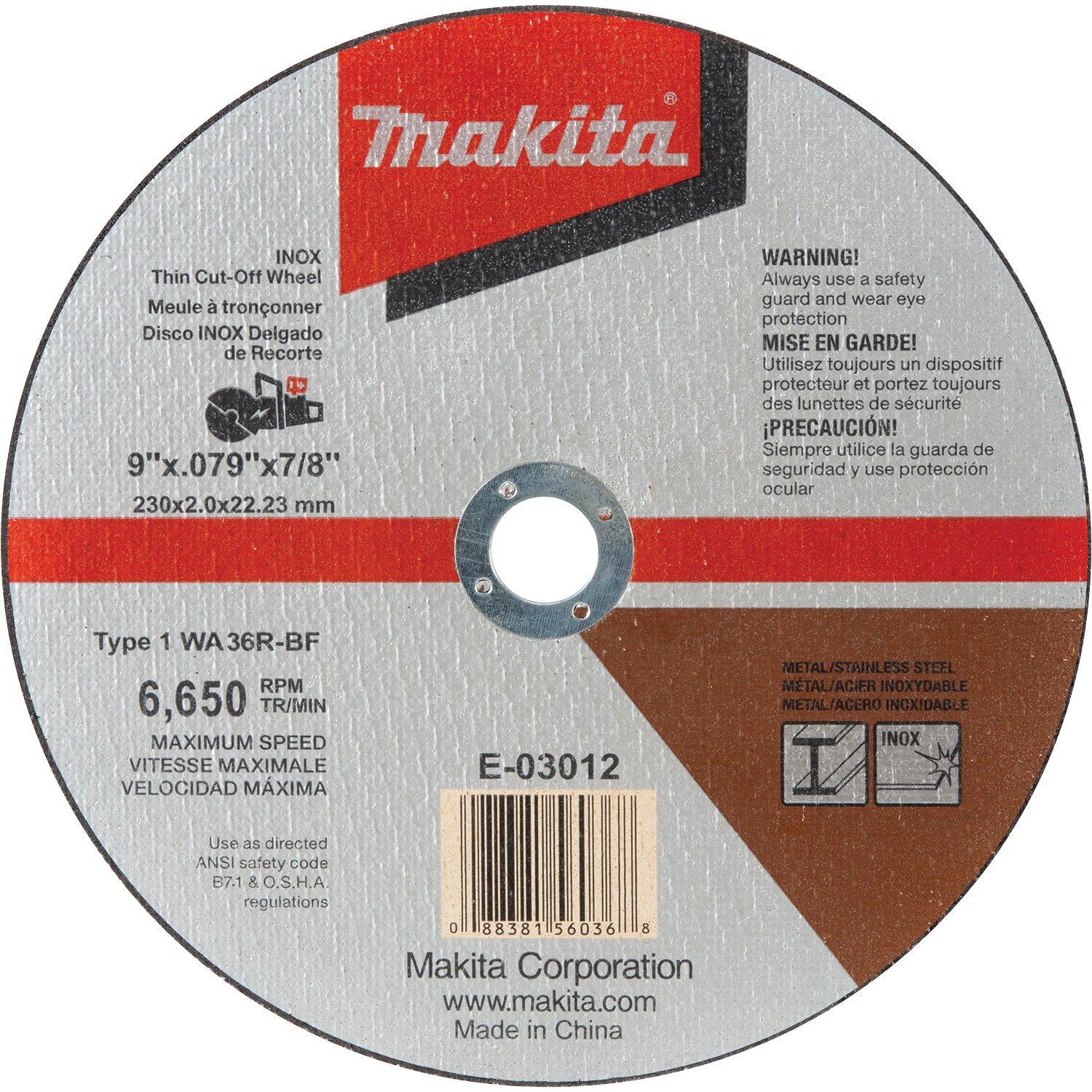 9" x 7/8" METAL CUT OFF WHEEL - MAKITA