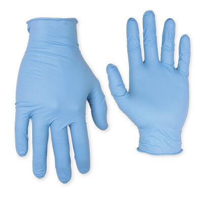 NITRILE DISPOSABLE GLOVES, PRE-POWDERED, 100/BOX