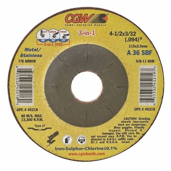 4-1/2X3/32 (.094)” CGW METAL/STAINLESS CUT OFF WHEEL