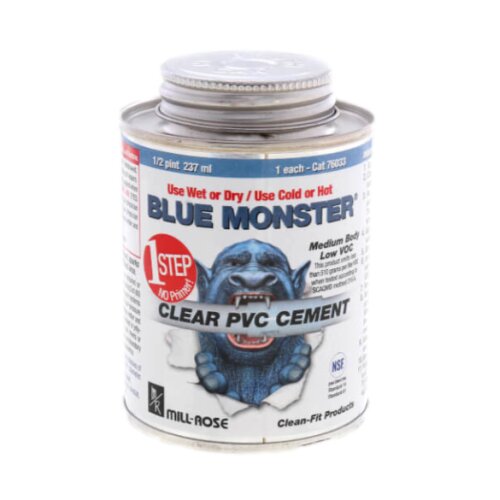 1 QUART (32 FL OZ) BLUE MONSTER PVC CEMENT CLEAR