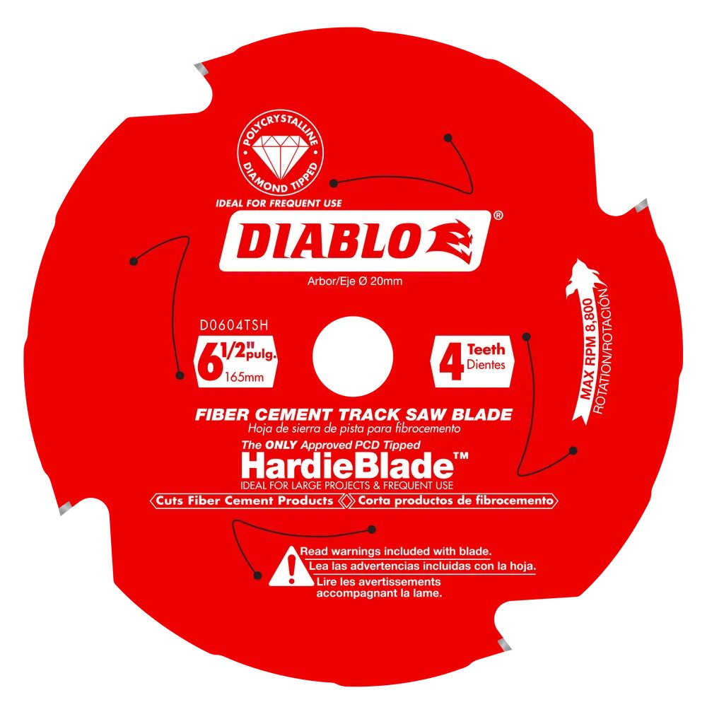 6-1/2" X 4T TRACK SAW BLADE FIBER AND HARDY BOARD - DIABLO