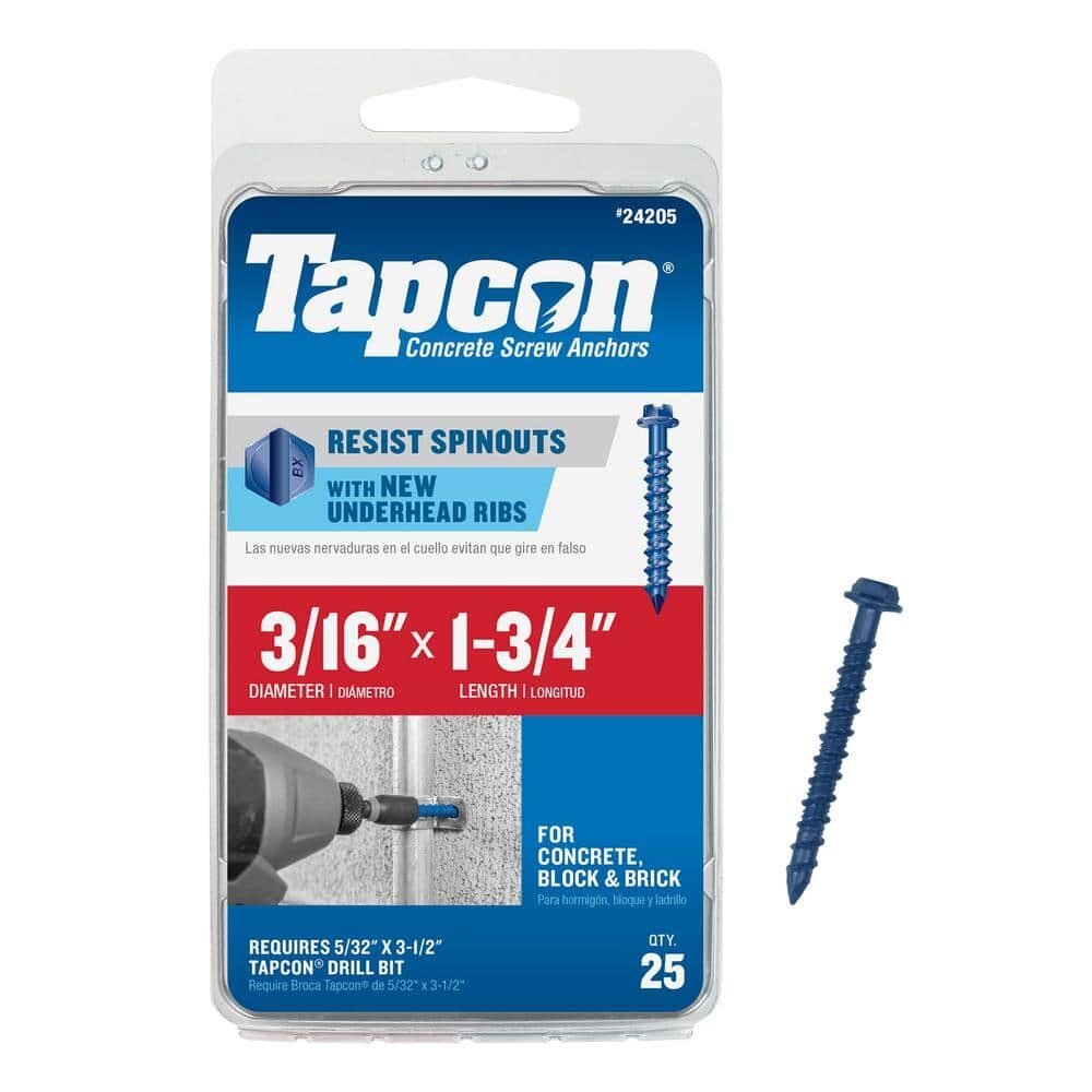 SCREW - 3/16" X 1-3/4" - HEX HEAD- TAPCON