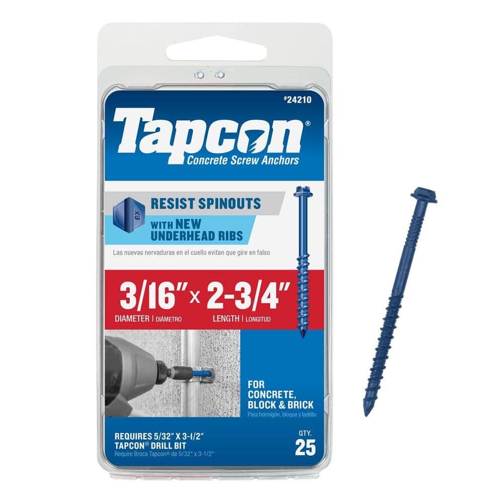 3/16" X 2-3/4 HEX TAPCON SCREW- 1000 PACK