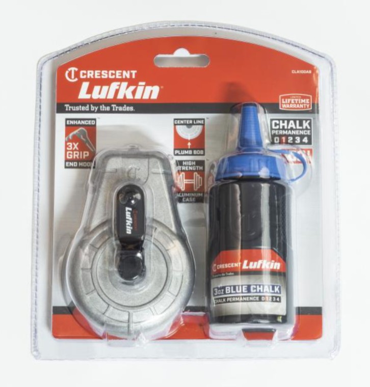 100' ALUMINUM CHALK LINE/REEL AND BLUE CHALK - LUFKIN