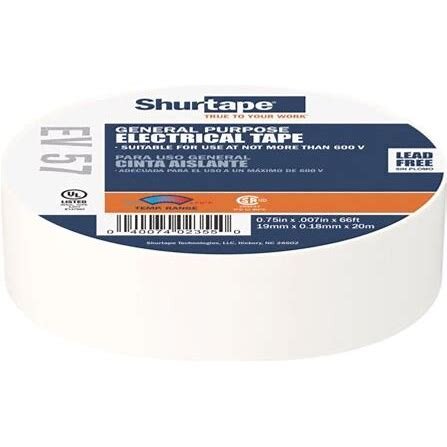 3/4" X 66' WHITE ELECTRICAL TAPE - SHURTAPE