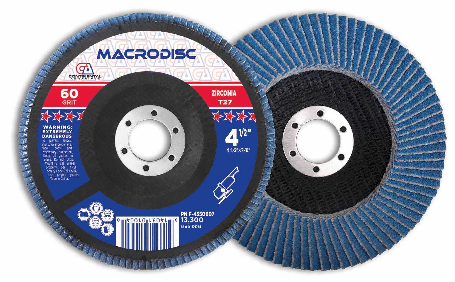 4-1/2" X 7/8" T27 60G ZIRCONIA FLAP WHEEL - CA