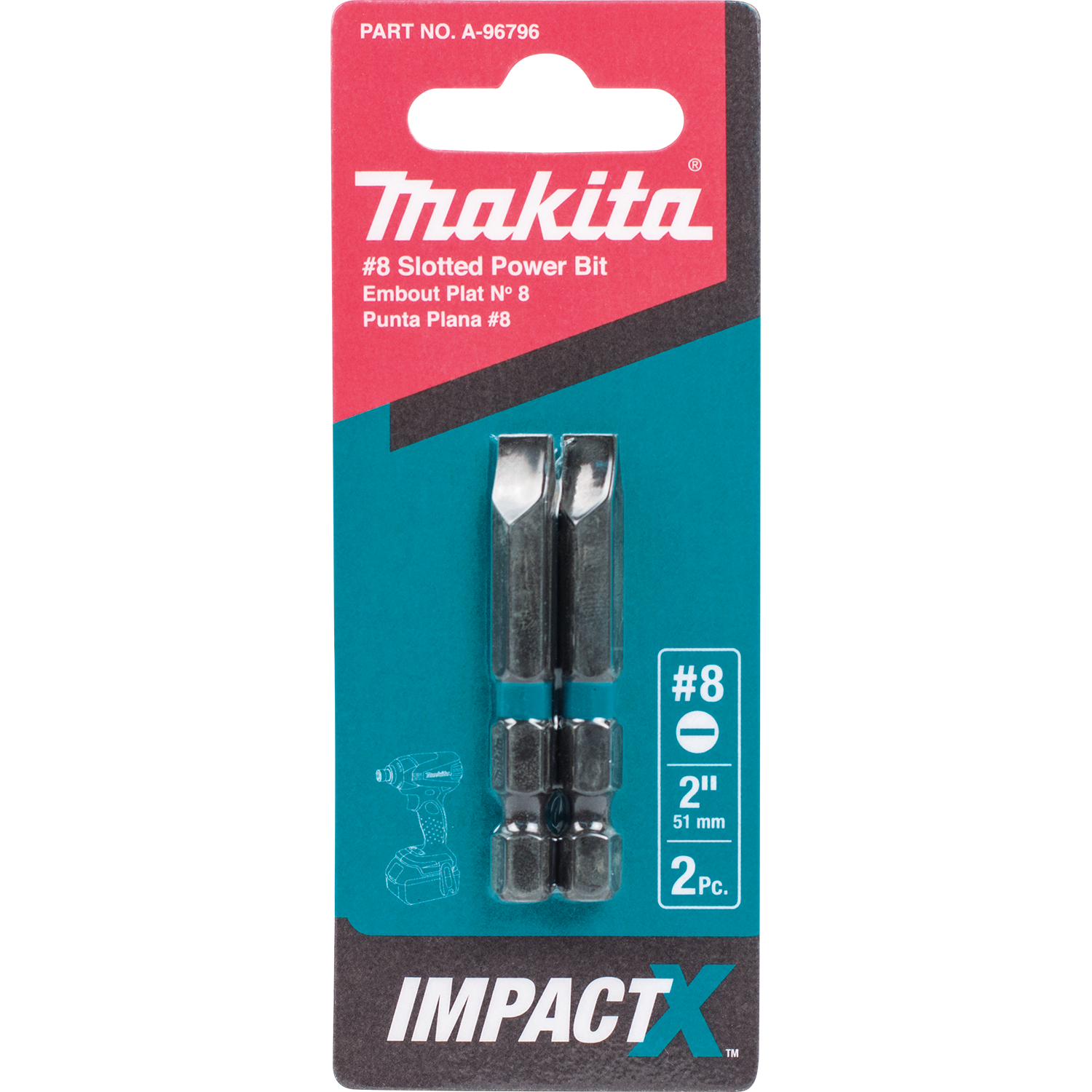 #8 SLOTTED POWER BITS 2” X 2PK MAKITA