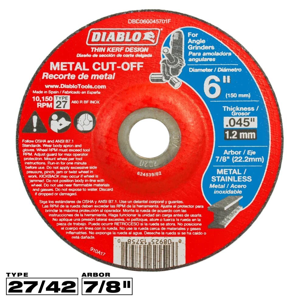 6" METAL CUT-OFF WHEEL - DIABLO