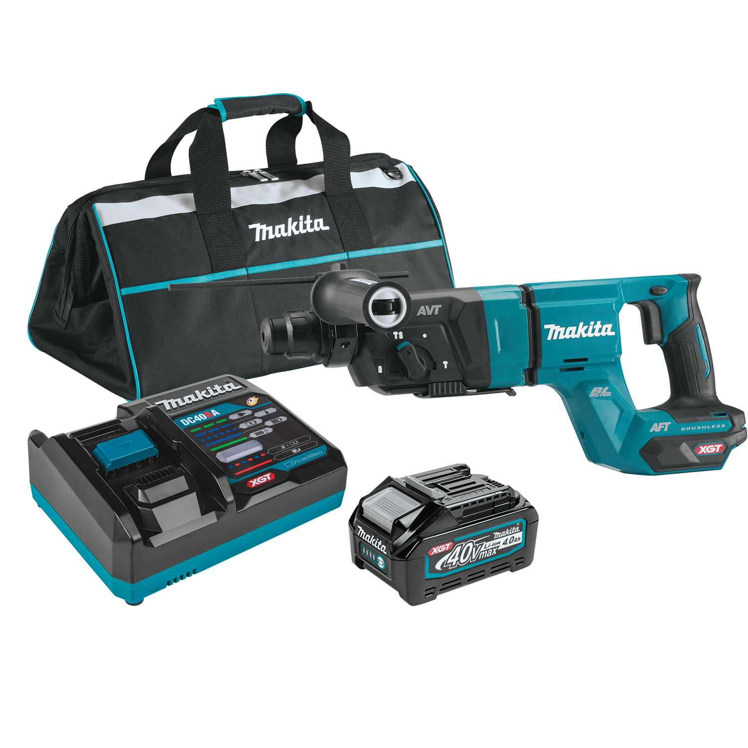 40V MAX XGT BRUSHLESS 1‑1/8" SDS‑PLUS AVT ROTARY HAMMER (D‑HANDLE) AFT, AWS - MAKITA