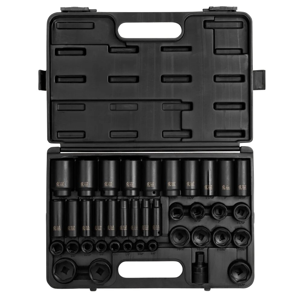 1/2" DRIVE SAE 6 POINT STANDARD & DEEP 39-PIECE MASTER IMPACT SOCKET SET - SUNEX