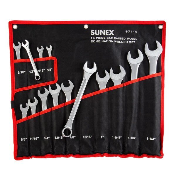 14PC 9/16"-1-1/4" COMBINATION/BOX AND OPEN-END WRENCH SET - SUNEX
