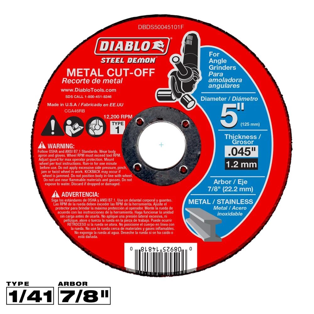 5" METAL CUT OFF WHEEL- THIN KERF- DIABLO