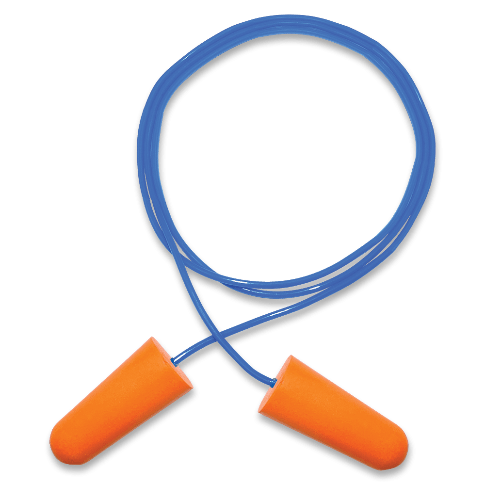 FOAM EAR PLUGS WITH CORD - 100 PER PACK