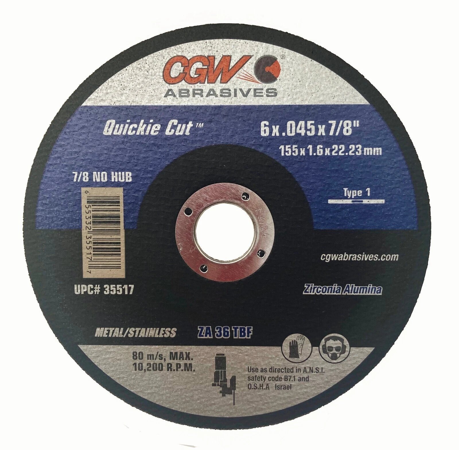 6" METAL CUTOFF WHEEL ZIRCONIA - CGW