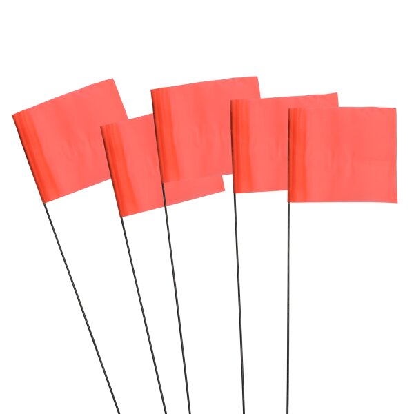 GLO ORANGE STAKE FLAGS - 100/PACK
