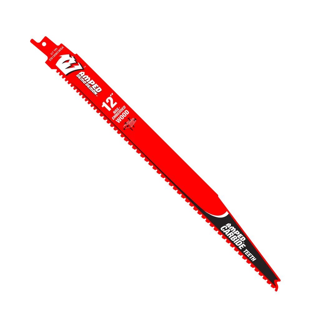 12" 5/7 TPI AMPED™ DEMO DEMON™ CARBIDE TEETH RECIPROCATING SAW BLADE FOR NAIL-EMBEDDED WOOD