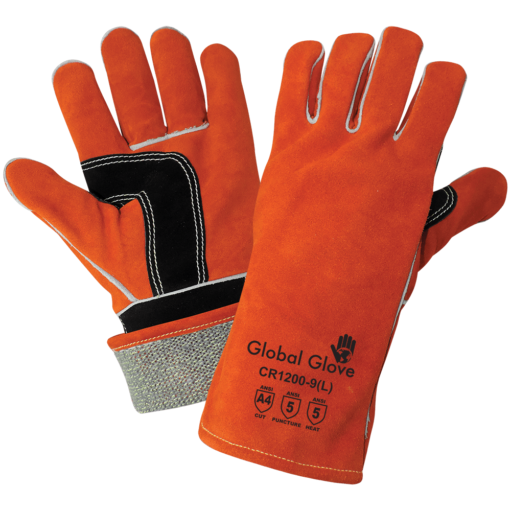 PREMIUM COWHIDE SPLIT FULL LEATHER MIG/TIG WELDING CUT, HEAT, PUNCTURE RESISTANT GLOVES - XL