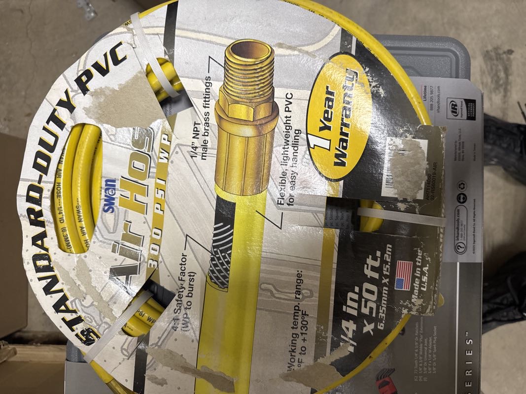 1/4” X 50FT HEAVY DUTY PVC 300 PSI AIR HOSE