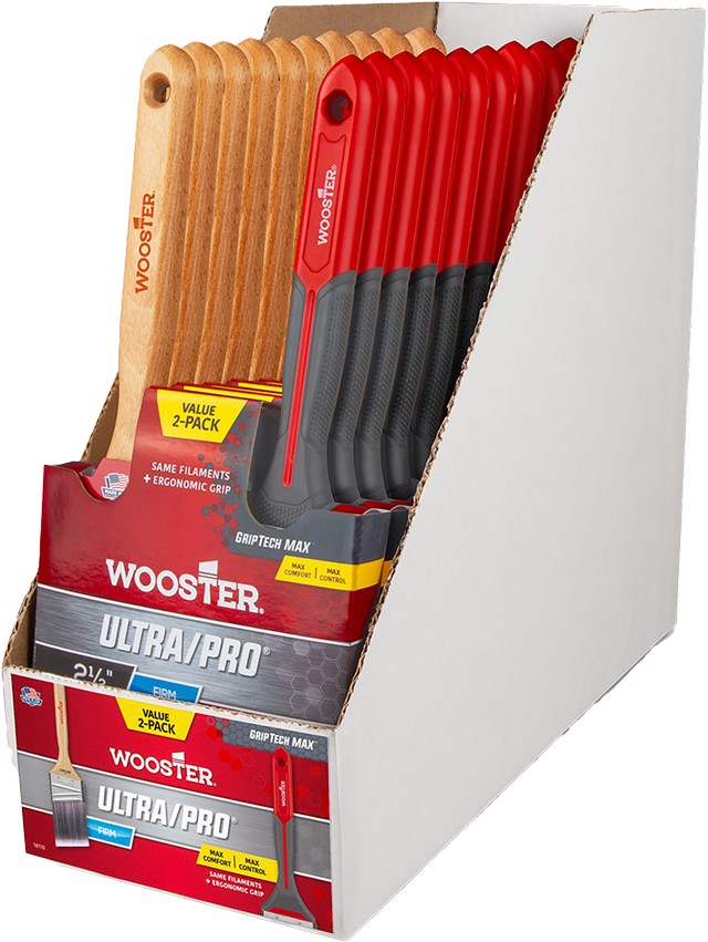 P4102 ULTRA/PRO FIRM PAINT BRUSH-2 PK W/ GRIPTECH MAX 1EA 2‑1/2" G4174 & 1EA 2‑1/2" 4174 - WOOSTER