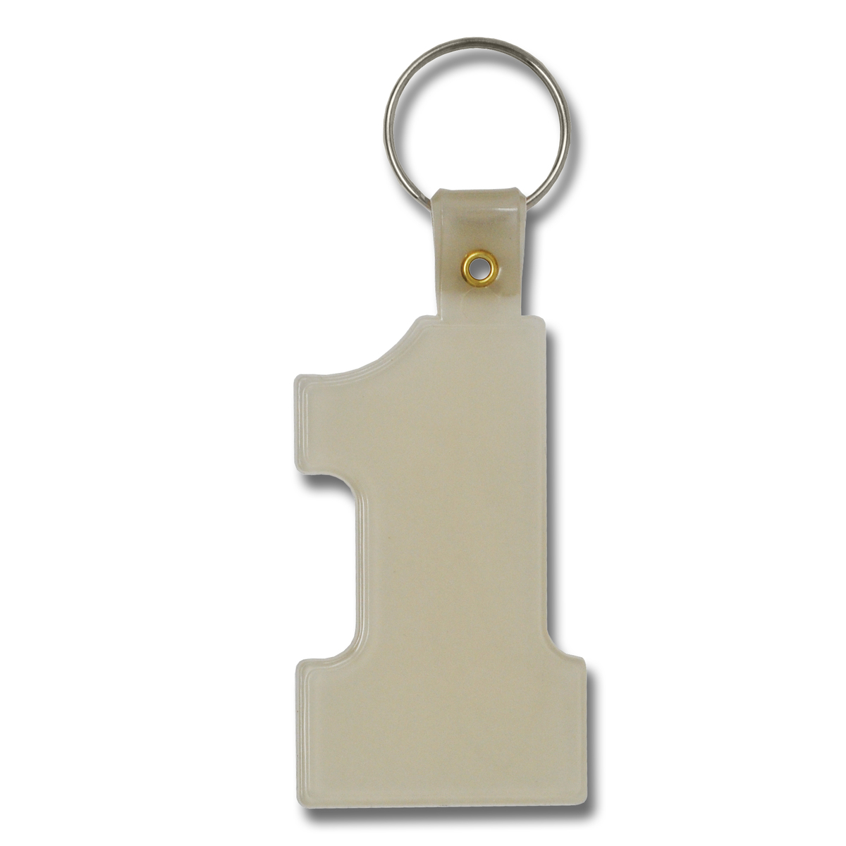 FLEXIBLE #1 GLOW SHAPED KEYTAG W/ METAL KEY RING