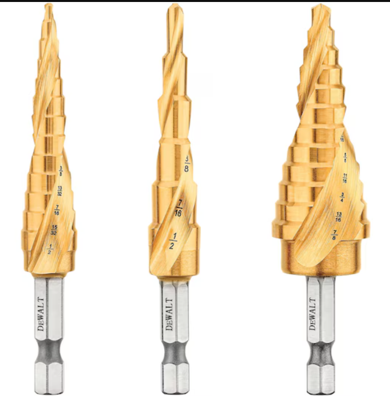 3PC TITANIUM NITRIDE COATING STEP BIT SET - DEWALT 

 $89.00 COST