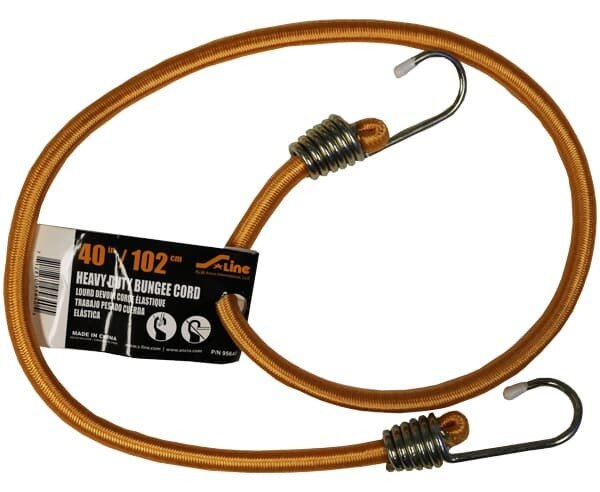 BUNGEE CORD, HEAVY DUTY, 40" W/DICHROMATE STEEL HOOKS W/TIP COVERS (ORANGE)