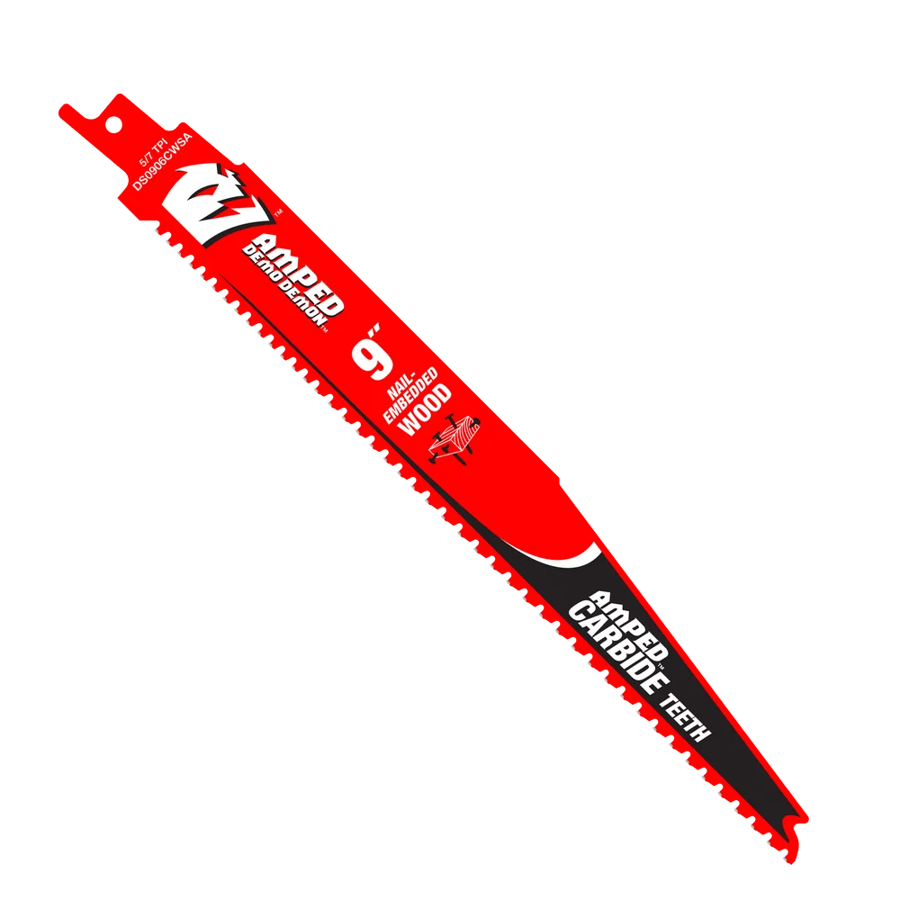 9" 5/7 TPI AMPED™ DEMO DEMON™ CARBIDE TEETH RECIPROCATING SAW BLADE FOR NAIL-EMBEDDED