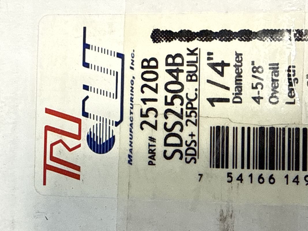 1/4” X 3” SDS PLUS MASONRY BIT