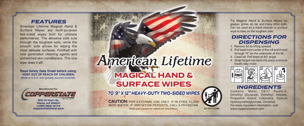 AMERICAN LIFETIME 9" X 12" TWO-SIDED HEAVY-DUTY HAND WIPES