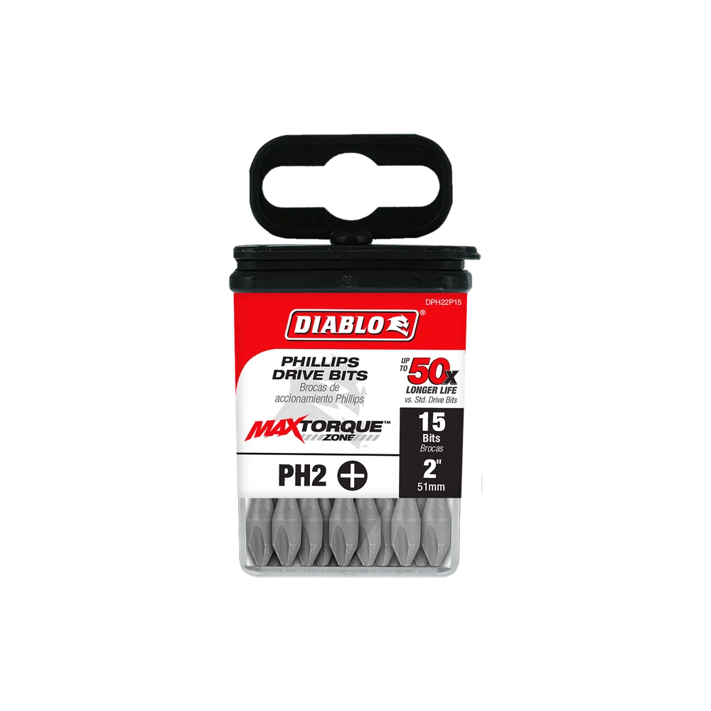 15PC #2 PHILLIPS, 2" SCREWDRIVER INSERT BITS- DIABLO