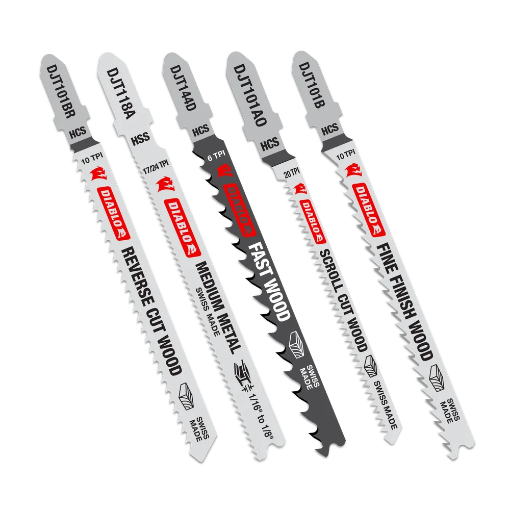 5PC T-SHANK JIG SAW BLADES- WOOD AND METAL- DIABLO