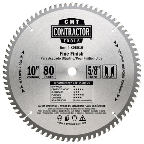 10 X 80T FINE FINSH CARBIDE BLADE - CMT